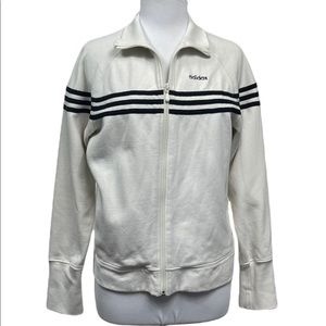 Adidas Women's Athleisure Cream Jacket Size L Cotton Blend